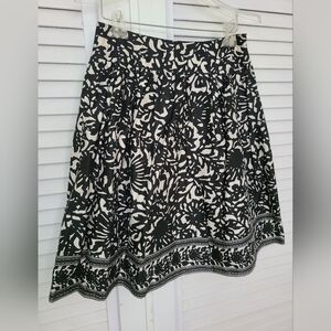 Lapis Black and White Patterned A-Line Skirt